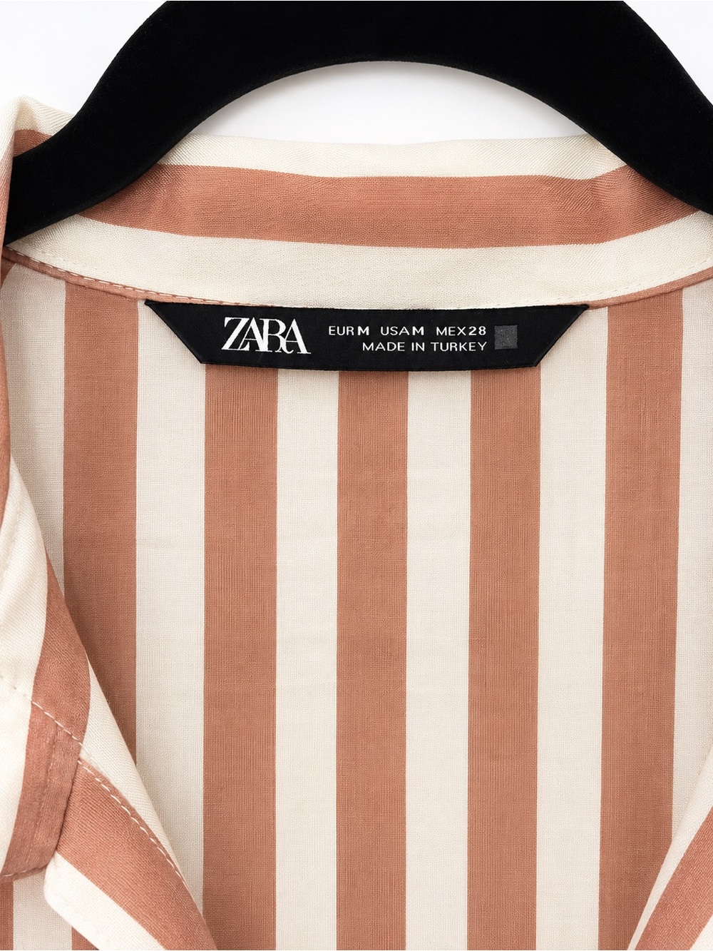 Zara Sheer Striped Button Up Blouse Medium Blush Cream Relaxed M - Picture 6 of 11
